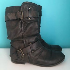 Brown Leather Boots with Buckles